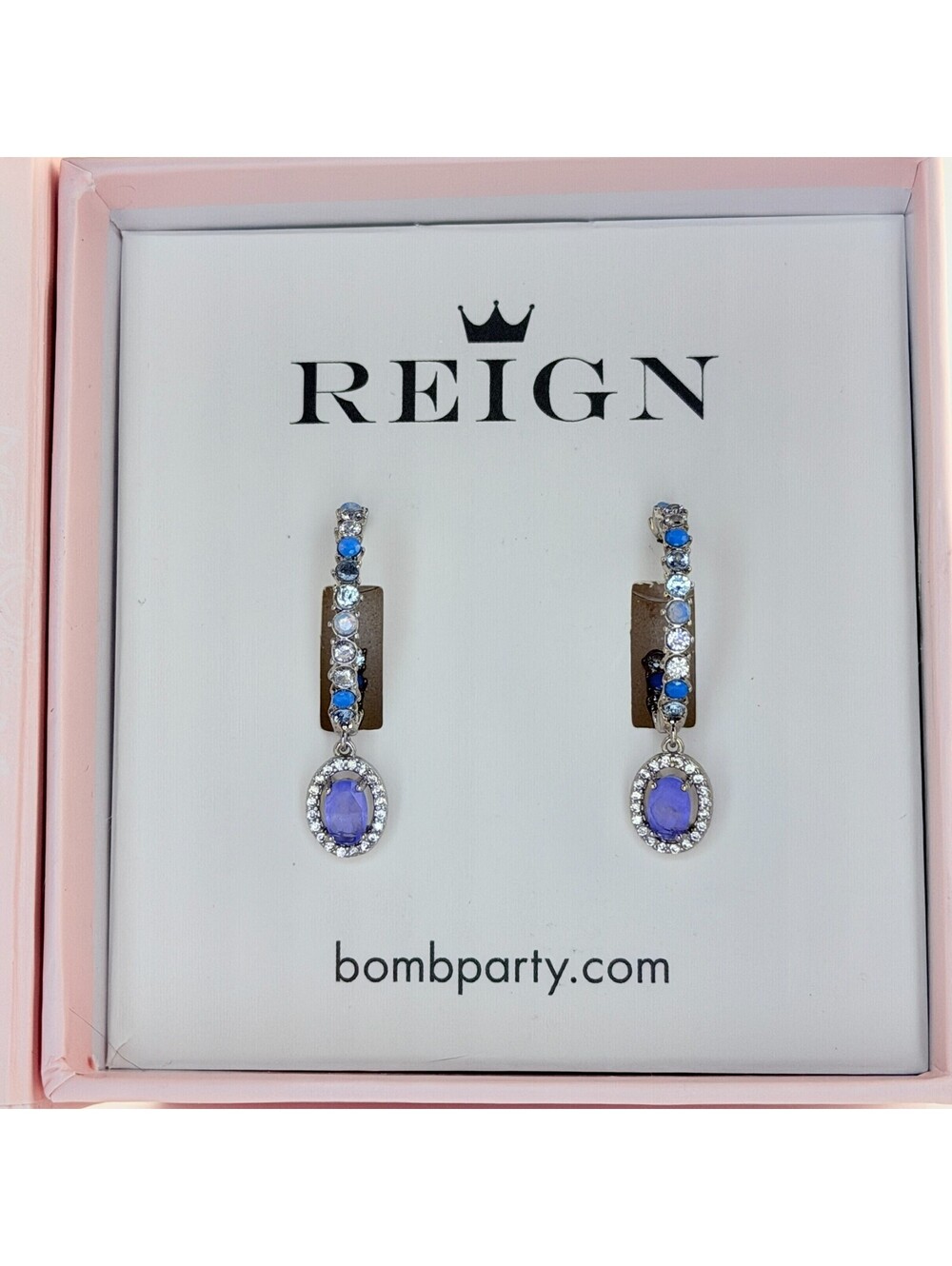 Bomb Party Reign Princess Earrings "The Ella Hoops" Blue & Purple on Silver